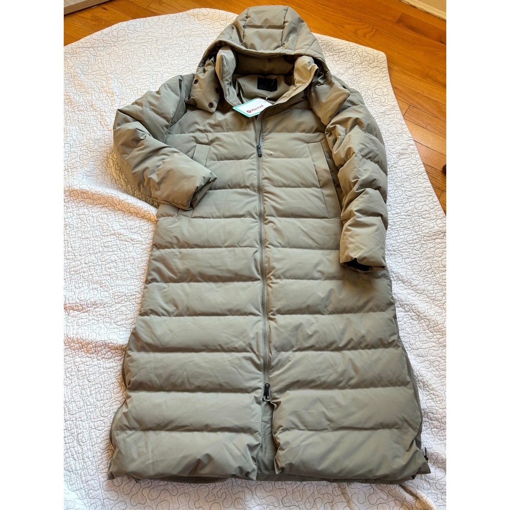 Marmot Womens Long Hooded Puffer Parka Coat Size XL Full Length Side Zip